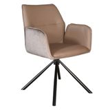 Lizzely Garden & Living Emily eetkamerstoel set van 4, bruin chenille, draaibaar, met armleuningen