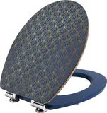 Premium Toiletbril Goud/Blauw Hout/Metaal/Roestvrij Staal Luxe