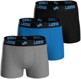 NFL Detroit Lions 3-Pack 95% Cotton Boxers | Blue/Grey/Black Size XL