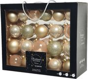 Kaemingk B.V. Boules de Noël - 42x pc - 5, 6, 7 cm - avec pointe mate - champagne - verre - décoration de Noël