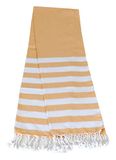 Atout Ciel Strandhanddoek, fouta, gestreept met franjes, 90 x 180 cm, mosterd