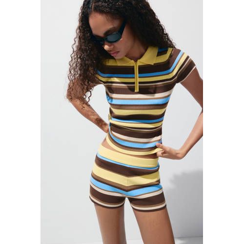 Mango gestreepte top - geel