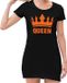 Bellatio Decorations Shoppartners Bv Zwart jurkje met oranje Queen en kroon - jurkje dames - Zwart Koningsdag kleding L