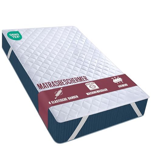 Utopia Bedding Matrasbeschermer met Elastische Hoekbanden 180x200cm, Elastische Band Rekbaar tot 38 cm, Gewatteerde Matrasbeschermer (Wit)