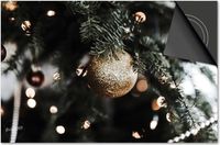 Dietrix Inductie Beschermer 60x52 - Feestdagen - Glitter Goud Kerstbal in Kerstboom
