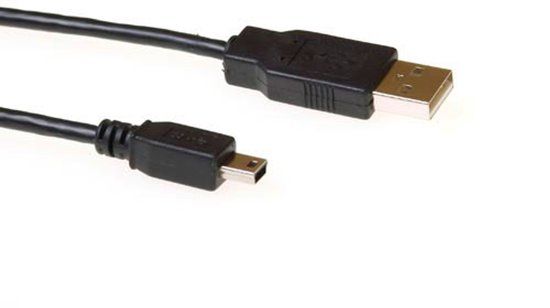 ACT USB 2.0 A Male - USB Mini B5 Male 5m Zwart