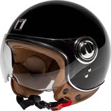 NOX Design Casque de scooter - Casque tendance pour scooter - Casque de scooter avec visière courte - Convient comme casque de scooter, cyclomoteur, moto, cyclomoteur - Sac à casque gratuit - Couleur Noir brillant - Taille L = 59 à 60 cm - ECE 22 06