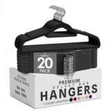 Utopia Home - Premium kleerhangers van fluweel (zwart, set van 20)