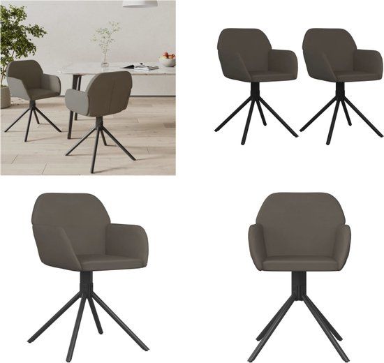 vidaXL Eetkamerstoelen draaibaar 2 stuks fluweel donkergrijs