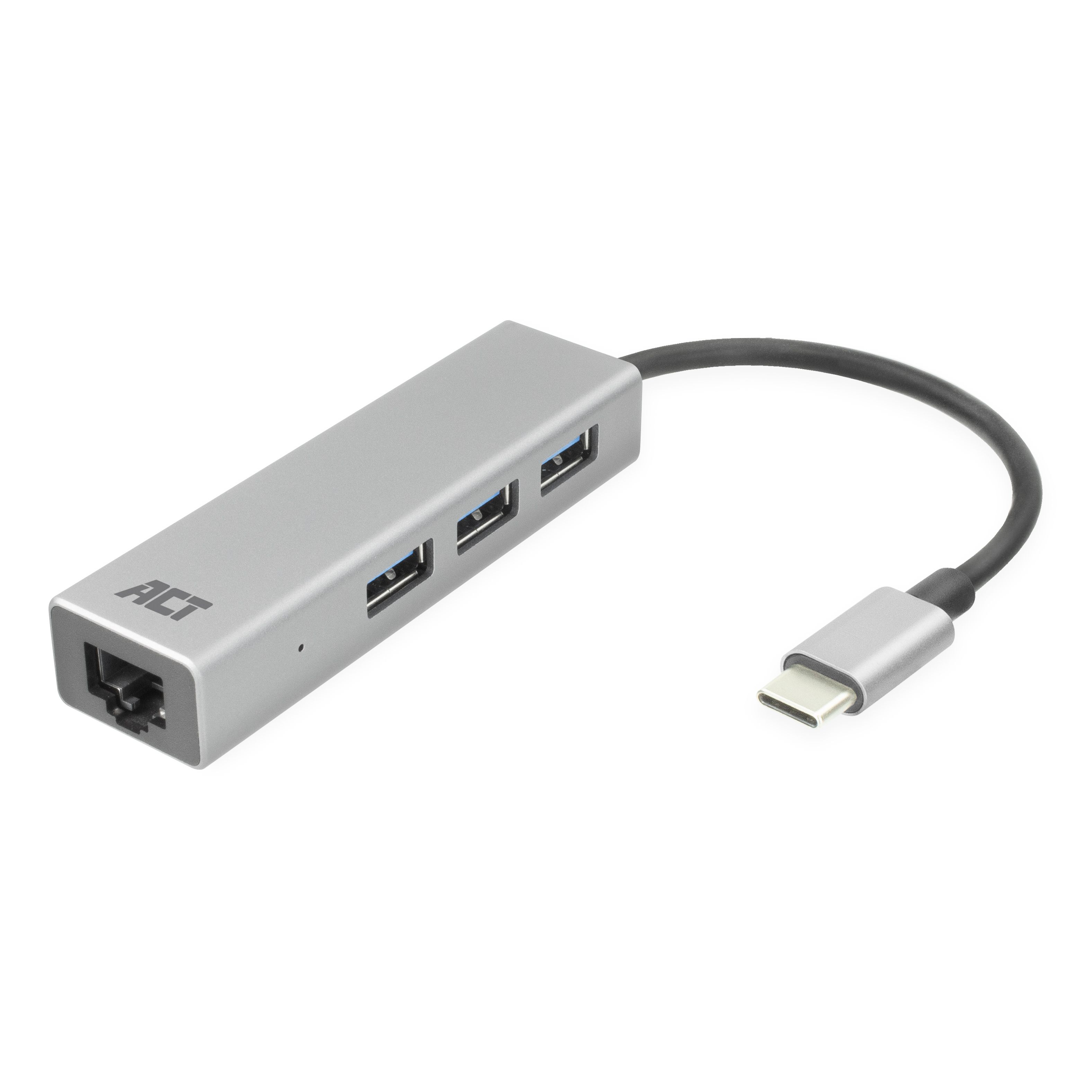 ACT AC7055 USB-C 3.0 Hub - 3x USB-A, Gigabit Ethernet - Grey