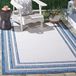 Safavieh Tapis contemporain pour salon, salle à manger, chambre à coucher - Collection Courtyard, poils courts, ivoire et bleu marine, 160 x 160 cm