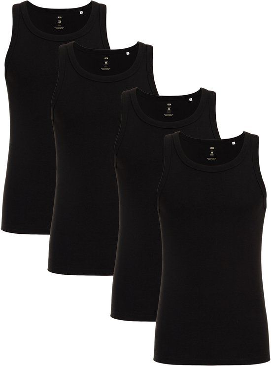 WE Fashion Heren Singlet met stretch, 4-pack