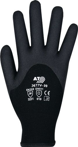 Asatex Koudebestendige handschoen | maat 10 zwart | EN 388, EN 511 PSA-categorie II | terry-lussen | 6 paar - 3677V/10