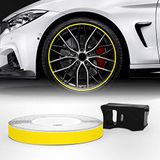 4R Quattroerre.it 10343 Wheel Trim Reflecterende plakstrips met applicator voor autovelgen, geel, 7 mm x 6 m