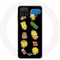 Maniacase Hoesje voor Samsung Galaxy A22 4G The Simpsons stickers zwarte achtergrond