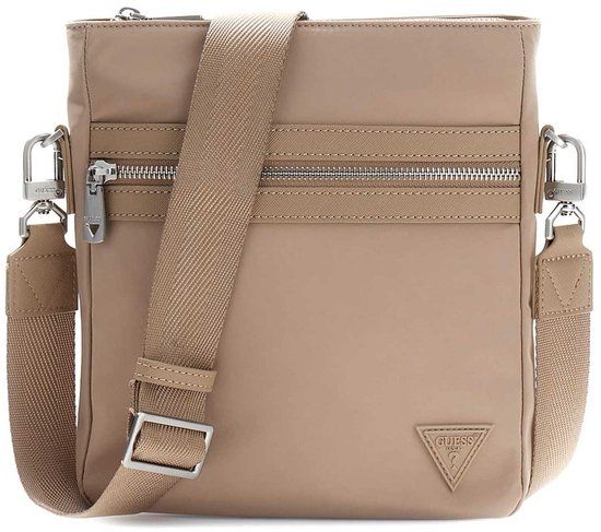 GUESS Berlin Crossbody Flat Sand Lichtbruin Schoudertas