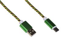 USB-kabel Icecat USB-kabel type C 1 m gevlochten slang kleur groen/goud tot 2 ampère
