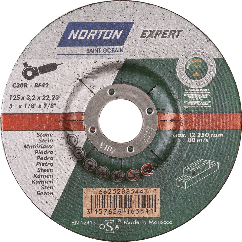 Norton Norton Expert doorslijpschijf steen 125x3,2x22,23mm