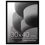 Americanflat 30x40 cm Fotolijst met Schokbestendig Glas - Streamline Collectie - Dunne Rand Fotolijst voor Tafel en Muur - Ophangmateriaal en Ingebouwde Standaard - Zwart