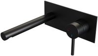 Brauer Black Edition Inbouw Wastafelmengkraan met Rechte Uitloop en Afdekplaat Model A1 Mat Zwart