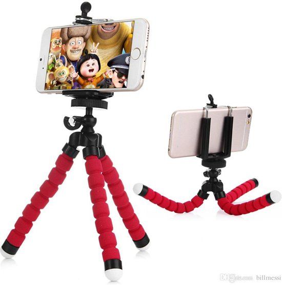 DERAAD Tripod Smartphone Statief Telefoon Standaard Flexibel - Rood