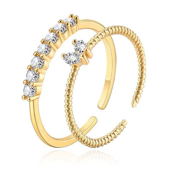 LGT JWLS Dames Ringenset: Set van twee Ringen - Goudkleurig