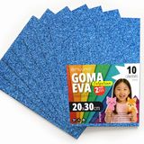 OFITURIA EVA-rubber met glitter voor creatief handwerk, glanzende schuimplaten voor doe-het-zelf, schoolprojecten, decoratieve kunst, scrapbooking, 20 x 30 cm (glitterblauw, 10 stuks)