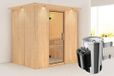 Karibu Fanja Sauna avec Châssis de Toit Porte en Verre Clair Poêle 3,6 kW Commande Intégrée