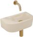 QeramiQ Fuente lavabo – demi-rond – 40x21.5x12 cm – céramique beige – robinet or brossé – côtelé