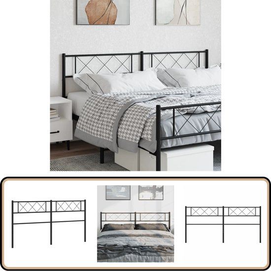 vidaXL Hoofdbord Metaal Zwart 193 cm