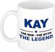 Bellatio Decorations Kay naam cadeau mok - man myth legend - koffiemok - 300 ml - collega - vaderdag