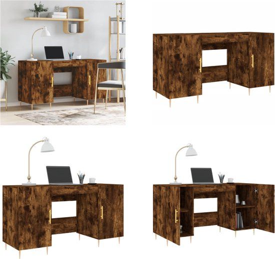 vidaXL Bureau 140x50x75 cm bewerkt hout gerookt eikenkleurig