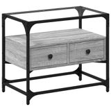 VidaXL TV-meubel met glazen blad 60x35x51 cm bewerkt hout grijs sonoma