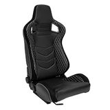 AutoStyle Sportstoel 'JW' - Zwart Kunstleder + Zilveren stiksels - Dubbelzijdig verstelbare rugleuning - incl. sledes
