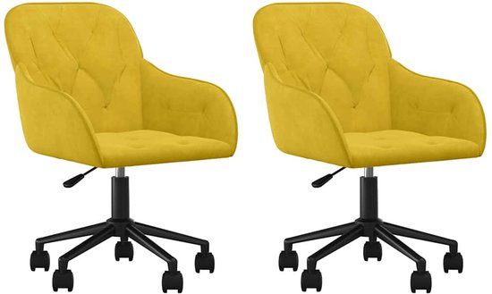vidaXL Eetkamerstoelen draaibaar 2 stuks fluweel geel