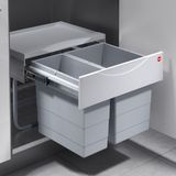 Hailo Tandem S - 30L - Grijs/Zilver - Afvalscheidingsprullenbak