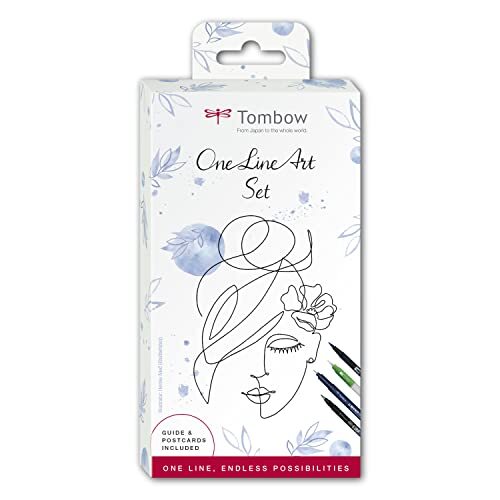 Tombow One Line Art Set | 6 producten | Inclusief stapsgewijze handleiding voor je eerste One Line Art motief [ONELINE SET]