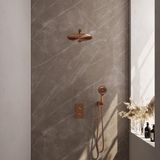 Brauer Copper Carving Thermostatische Regendoucheset Inbouw - Hoofddouche 30 cm - Rechte Wandarm - 3 Weg - Handdouche 3 Standen - Doucheslang - Wandaansluitbocht