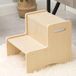 Merkloos Houten Opstapkruk met 2 Treden, Handgrepen en Antislip Pads
