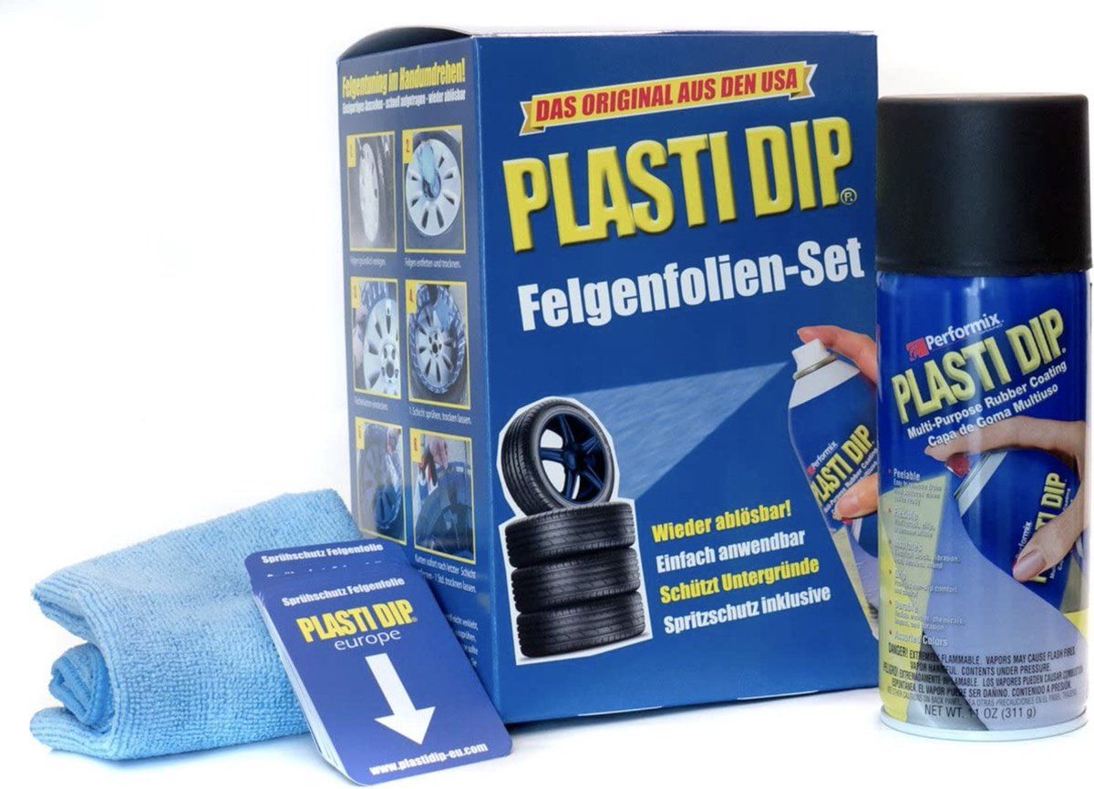 Plasti Dip PlastiDip mat zwart velgen folie set 4x mat zwart incl. Microvezeldoek en spraycards
