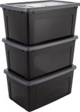 IRIS Clearbox Opbergbox - 50L - Kunststof - Zwart/Grijs - Set van 3