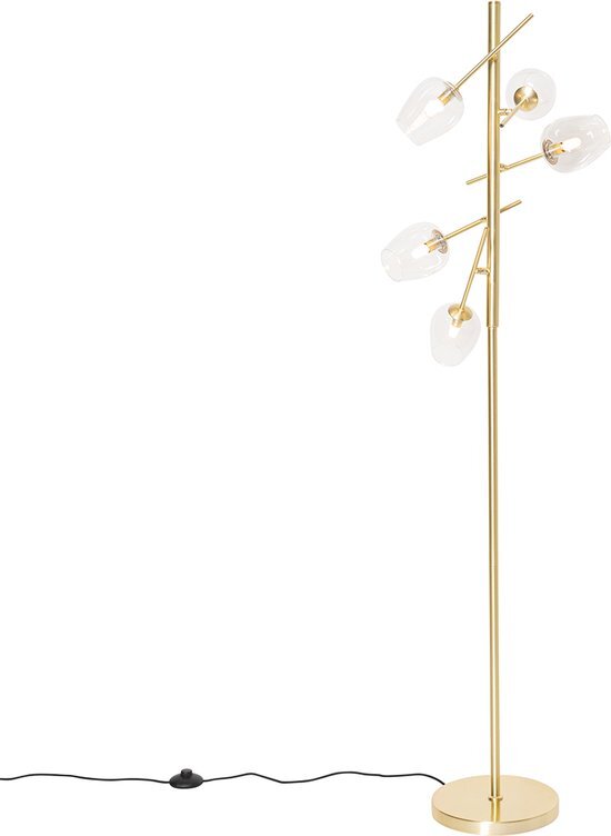 QAZQA elien - Klassieke Vloerlamp | Staande Lamp - 5 lichts - H 153 cm - Goud/messing - Woonkamer | Slaapkamer | Keuken