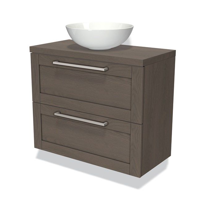 Maxaro Badkamermeubel Modulo Plato Slim 80cm Donkerbruin Eiken 2 Lades