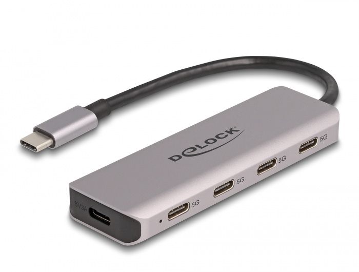 DeLOCK 64238 USB 3.2 Gen 1 (3.1 Gen 1) Type-C Hub - 5-Poorts - Grijs