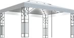 Prieel met dubbel dak en LED-lichtslinger 3x4 m wit