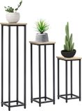 Outsunny Bloemenstandaard Set - Staal - 21x21x90cm - Zwart