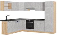 Vicco Hoekkeuken R-Line, Beton/Goudkleurig Eiken, 287 x 227 cm, WB Antraciet