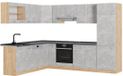 Vicco Hoekkeuken R-Line, Beton/Goudkleurig Eiken, 287 x 227 cm, WB Antraciet