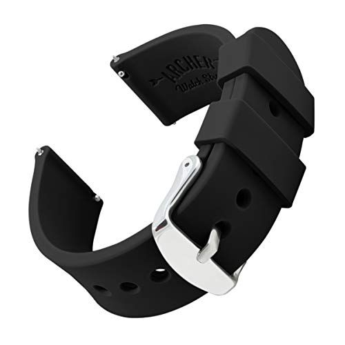 Archer Watch Straps - Vervangende Quick Release Horlogebanden van Zacht Siliconen Rubber voor Dames en Heren (Zwart, 20mm)