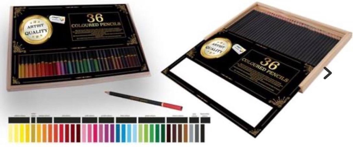 DYSPO 36 kleurpotloden- Potlodenset - Tekenen- Kleuren- Inkleuren- in houten operbergdoos-Optimale kleurafgifte- Coloured Pencils